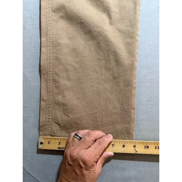 Quasi Pleated Jeans Mens 30 Beige Denim Straight Pocketed Men 30X29.